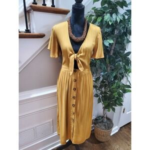 Mimi Chica Women's Brown 100% Rayon V-Neck Short Sleeve Long Maxi Dress Size M